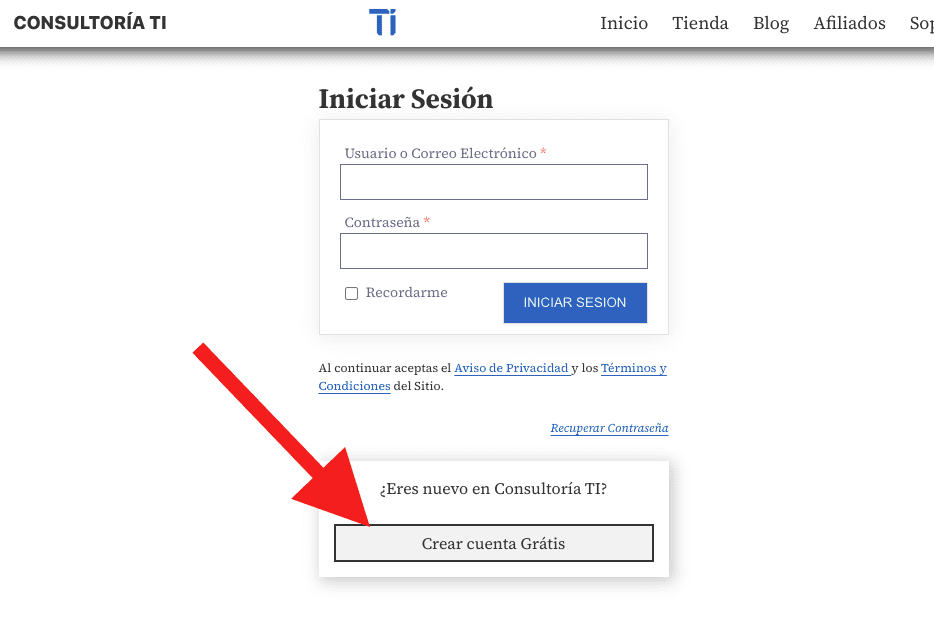 Crear cuenta e Inicio de Sesión en Consultoría TI - Consultoría TI