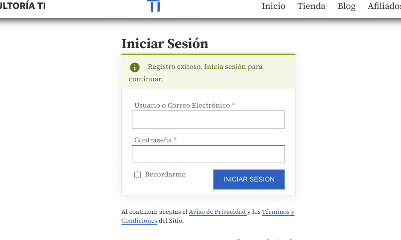 Crear cuenta e Inicio de Sesión en Consultoría TI - Consultoría TI