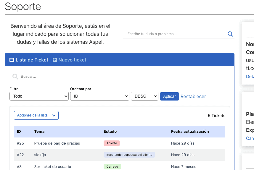 Solicitar soporte mediante Ticket - Consultoría TI